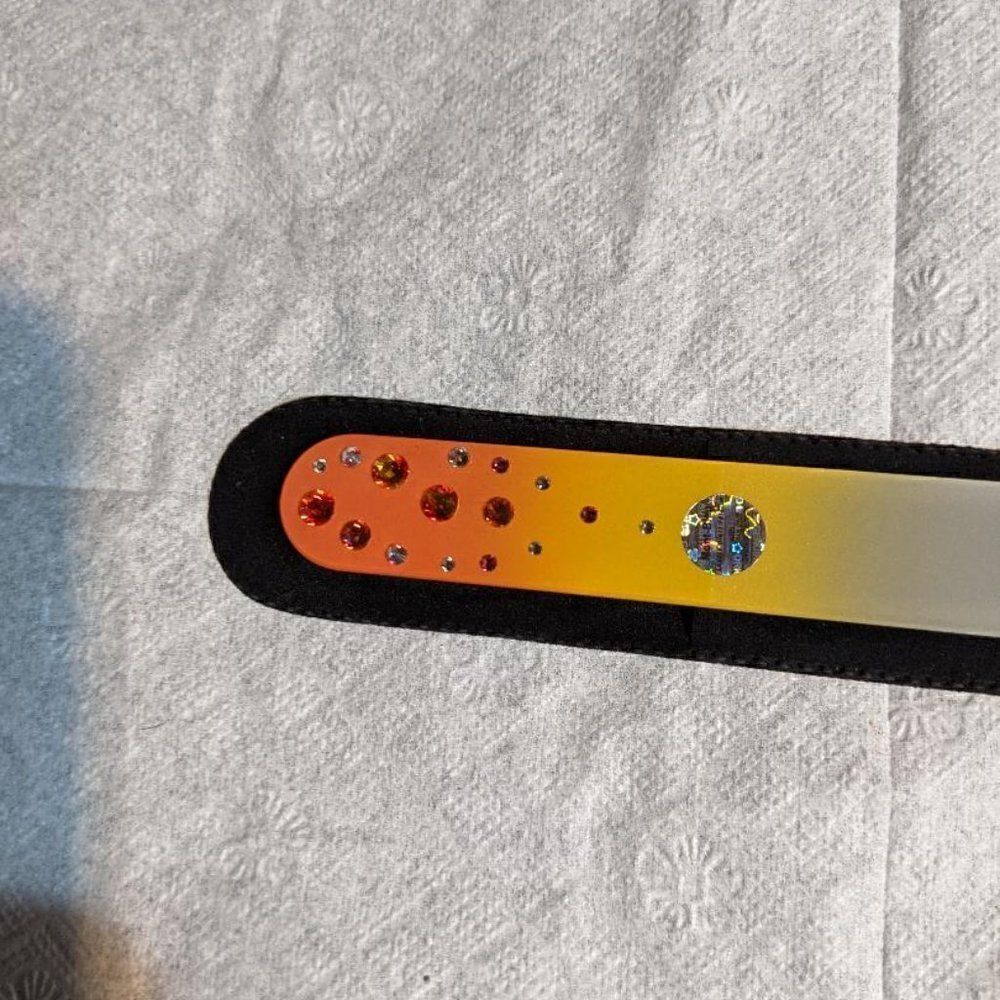 🆕7.5" Orange & Yellow Czech Crystal Nail File W/BEAUTIFUL ORANGE & GOLD SWAR…
